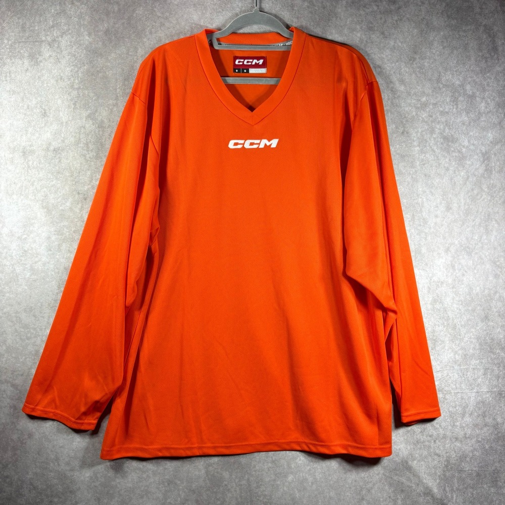 CCM Hockeyโ Jersey Mens M Orange 5000 SR Practice Training Long Sleeve Mesh NW